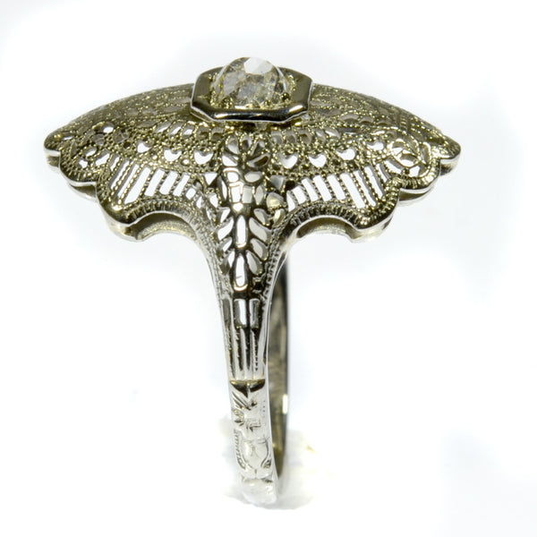 14kt Filigree Oval Diamond Ring