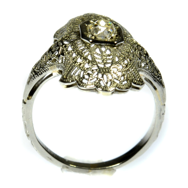 14kt Filigree Oval Diamond Ring