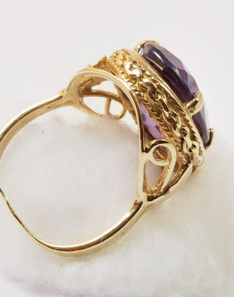 Amethyst & Filigree Ring