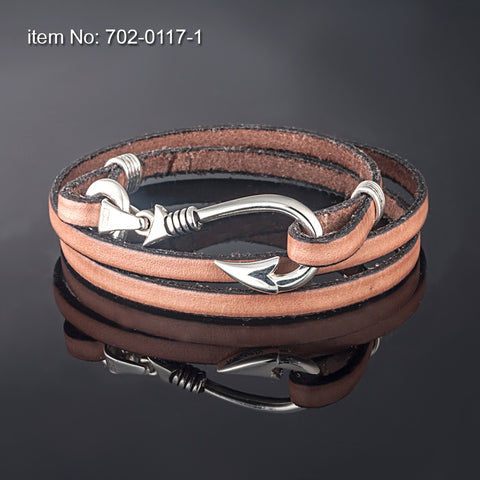 Axion Sterling Silver/Brown Leather Triple Wrap Bracelet