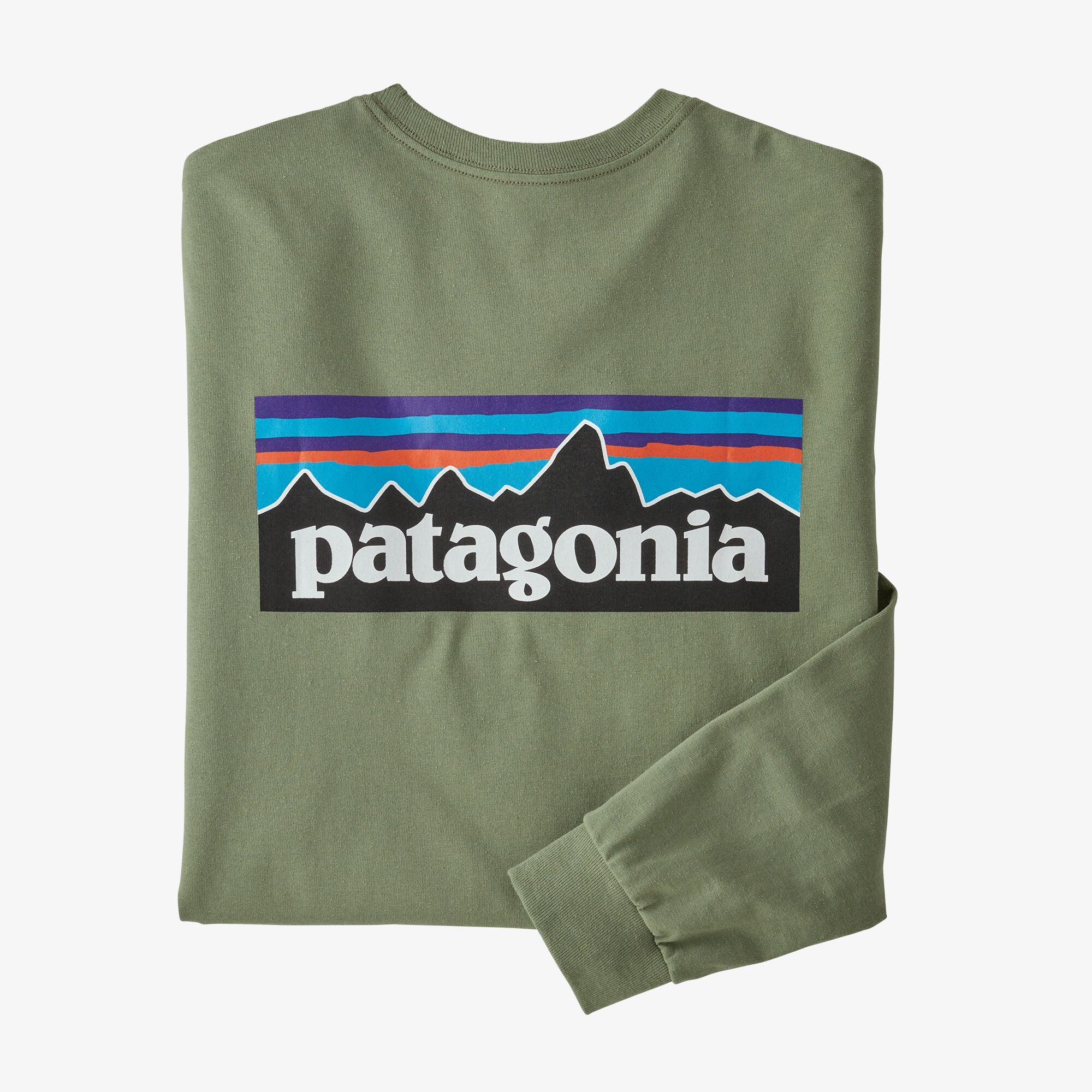 Patagonia Men's Long-Sleeved P-6 Logo Responsibili-Tee - Sedge Green