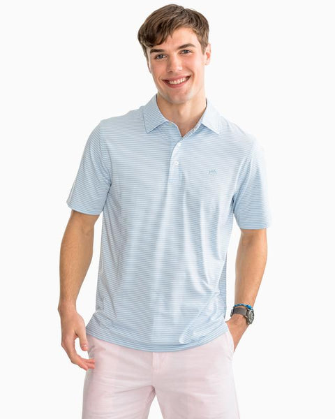 Southern Tide Men's SS Tryall Stripe Performance Polo/Triumph Blue