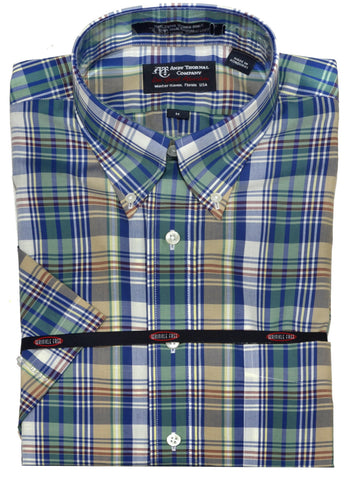 Overton Men's Woven Short Sleeve Wrinkle Free Button Down Sport Shirt #213124-15