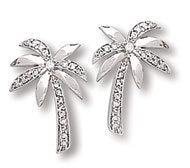 Sterling Reputation Silver Palm Tree w/Clear CZ Earrings