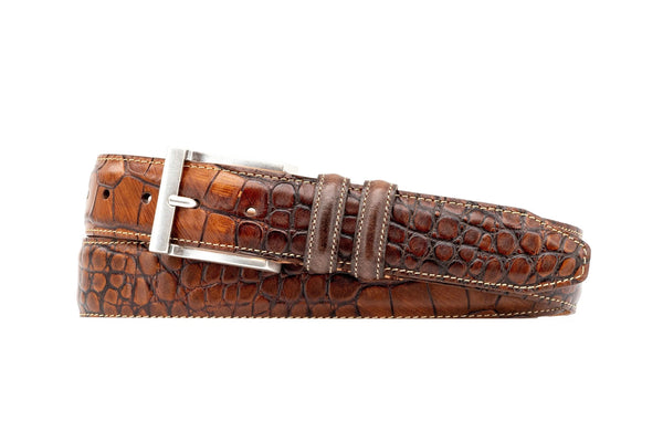Martin Dingman 40401 Bill Alligator Grain Leather Belt / Chestnut