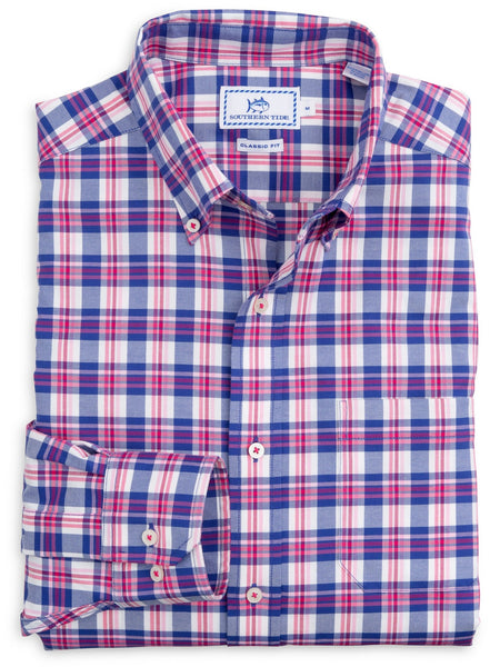 Southern Tide Men's Port of Savannah Plaid Sportshirt/University Blue