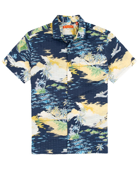 Tori Richard Men's Archipelago II SS Shirt/Navy