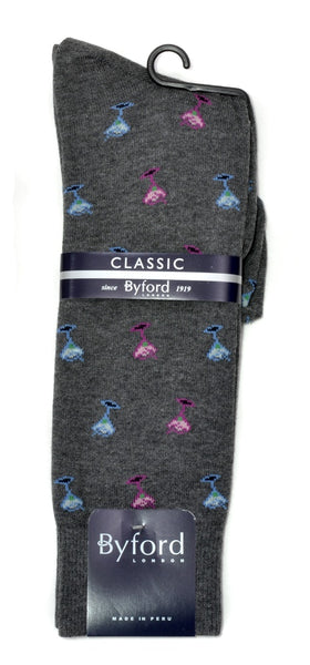 Byford Peruvian Cotton Christmas Martinis Sock/Charcoal #B3119-30