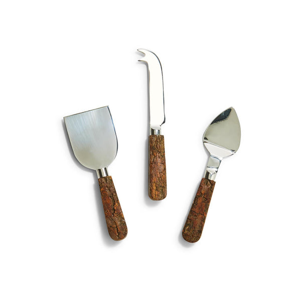 Two's Company Bark Handle Cheese Knives