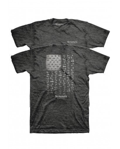 Simms Men's USA Flies T-Shirt/Charcoal Heather