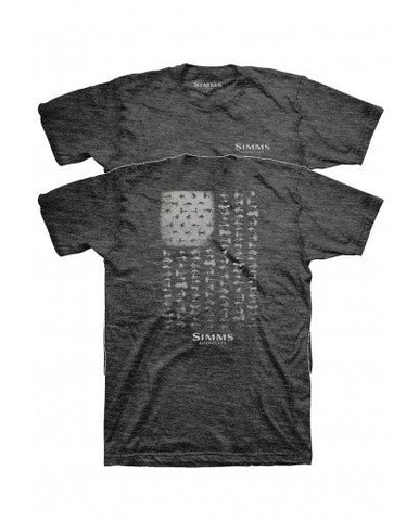 Simms Men's USA Flies T-Shirt/Charcoal Heather