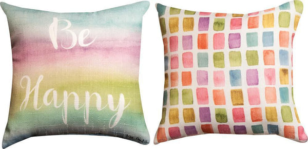 MWW Rainbow Seeds Be Happy Pillow