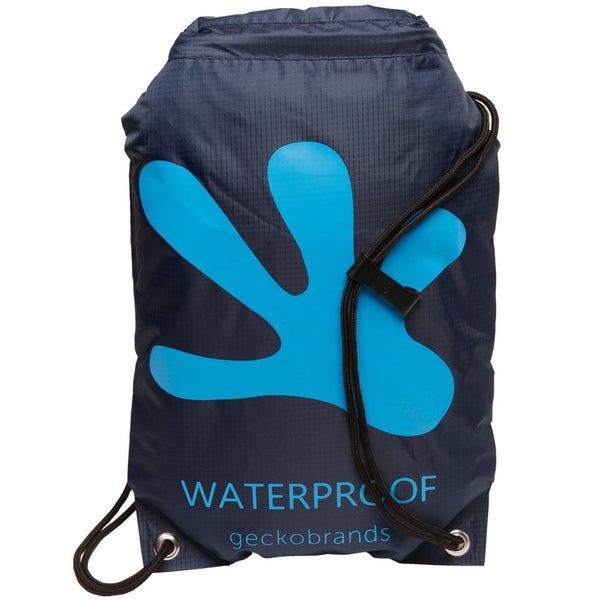 Gecko Brands Waterproof Drawstring Backpack/Navy-Bright Blue