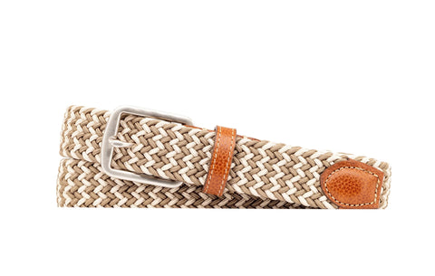 Martin Dingman Men's Newport Woven Italian Rayon Elastic Belt / British Tan Sand