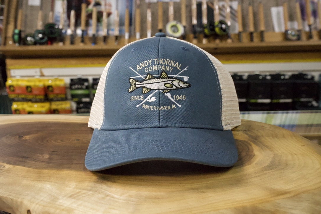 Atco Crossed Rods Snook Trucker Hat Blue/Stone