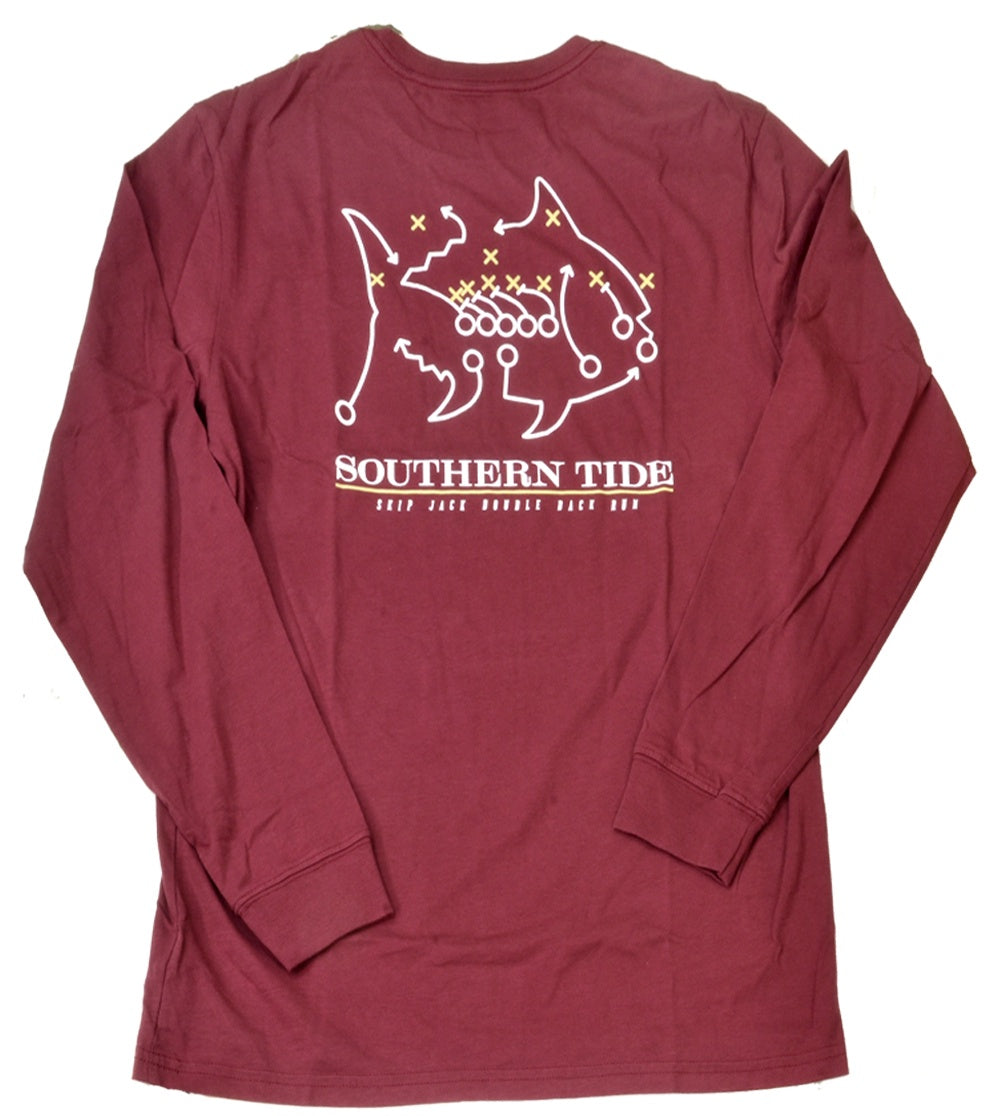 Southern Tide Men's LS Skipjack Play T-Shirt-FSU/Chianti