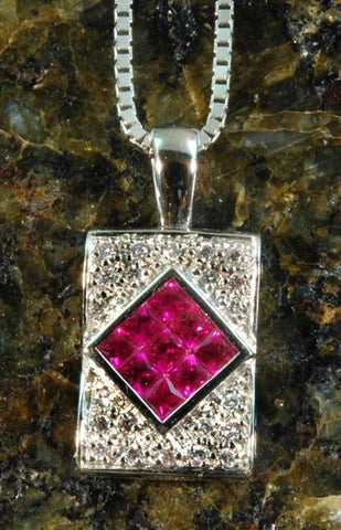 Ruby & Pave Diamond Pendant