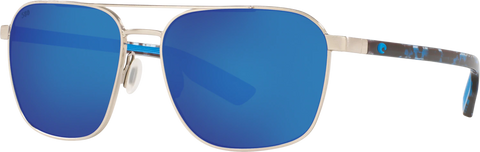 Costa Del Mar Wader Sunglasses - Brushed Silver/Blue Mirror 580P”