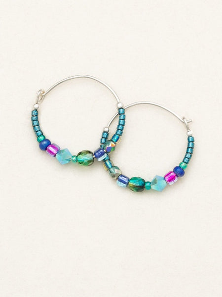 Holly Yashi Sonoma Petite Peacock Glass Bead Hoop Earrings
