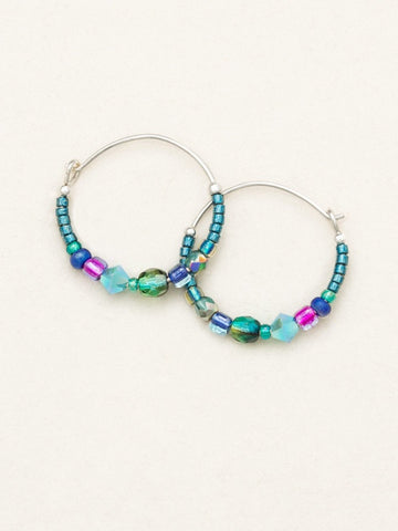 Holly Yashi Sonoma Petite Peacock Glass Bead Hoop Earrings
