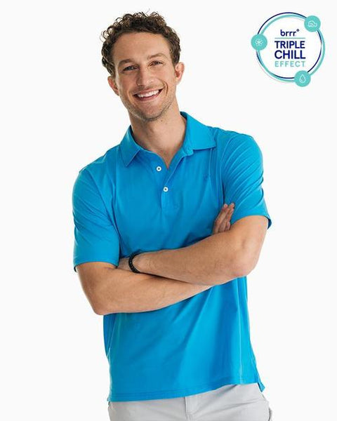 Southern Tide Men's BRRR Driver Performance Polo/Malibu Blue