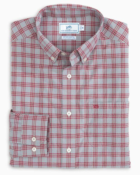 Southern Tide Men's Intercoastal Heather Check Performance Sport Shirt / Heather Terracotta