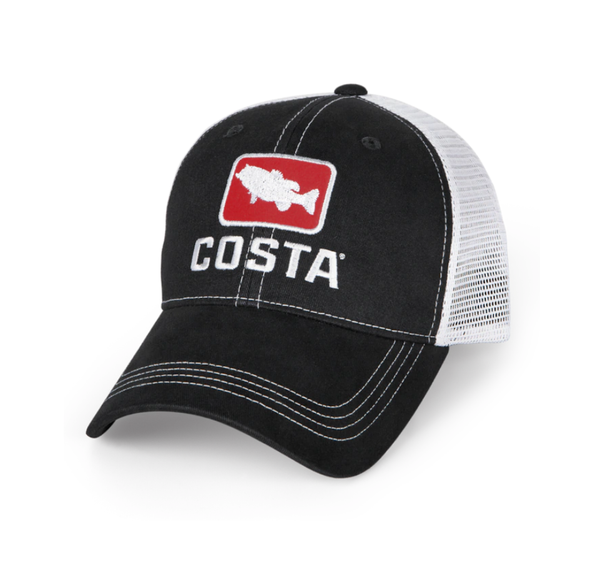 Costa Bass Trucker Hat- Black/White