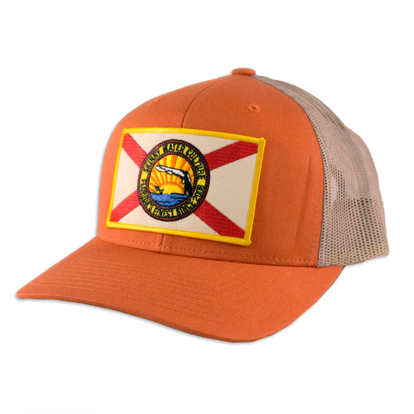 Skinny Water Culture Cracker 6 Panel Mesh Back Hat/Orange Khaki