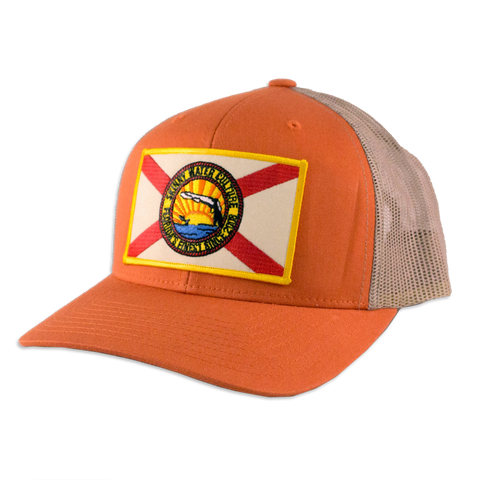 Skinny Water Culture Cracker 6 Panel Mesh Back Hat/Orange Khaki