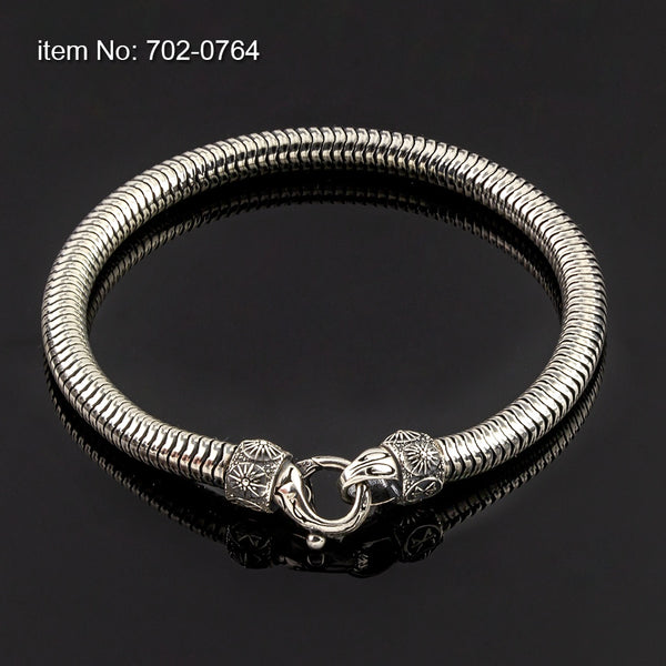 Axion Sterling Silver Serpent Bracelet w/ Sun Of Vergina