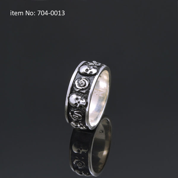 Axion Sterling Silver Skulls and Roses Ring