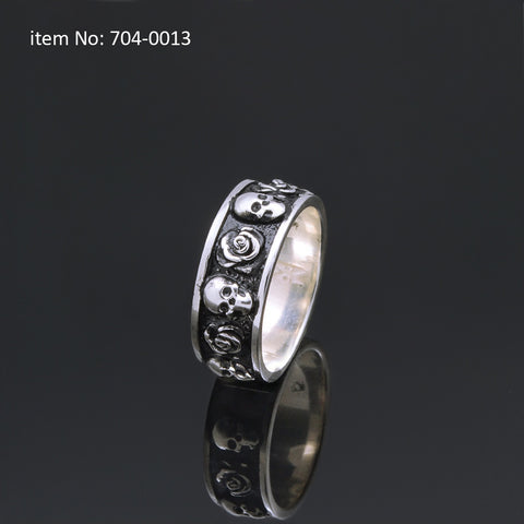 Axion Sterling Silver Skulls and Roses Ring
