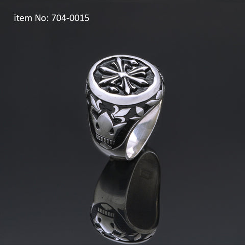 Axion Logo Sterling Silver with Fleurs-de-lis Ring