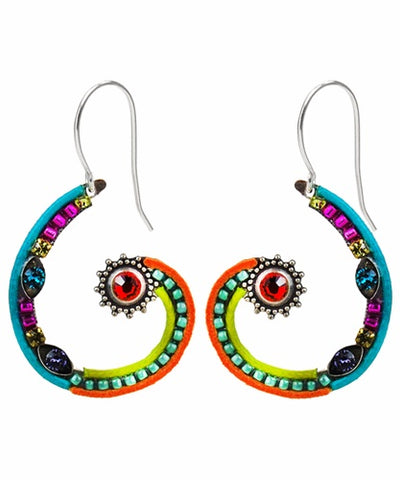 Firefly Spiral Sunburst Multi Color Earrings