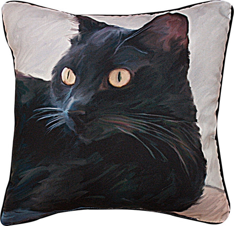 Manual Woodworkers and Weavers Black Cat Portrait Pillow