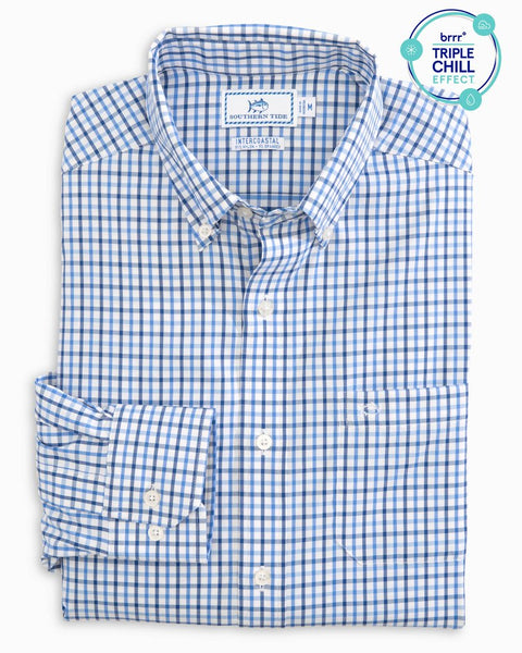 Southern Tide Men's Bow Chaser Check LS Intercoastal Sport Shirt/Charting Blue