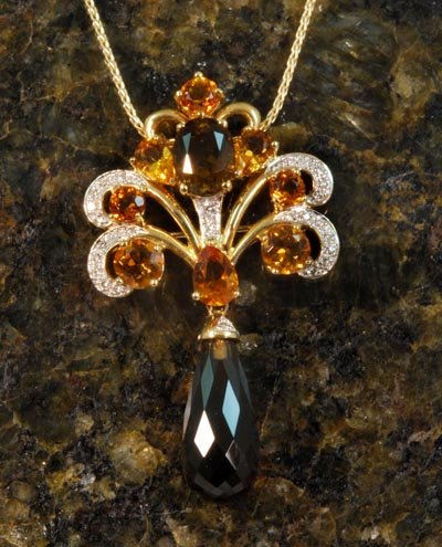 Citrine & Quartz Estate Broach
