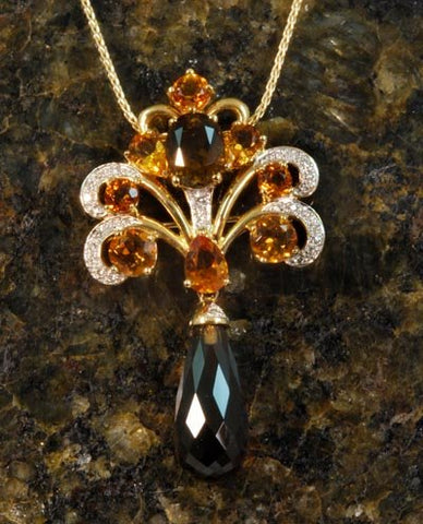 Citrine & Quartz Estate Broach