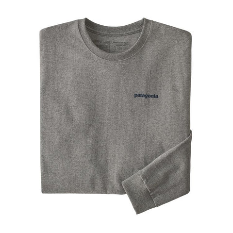 Patagonia Men's LS Text Logo Cotton/Poly Responsibili-Tee/Gravel Heather