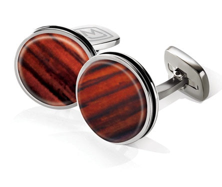 M-Clip Cocobolo Bordered Round Cufflinks