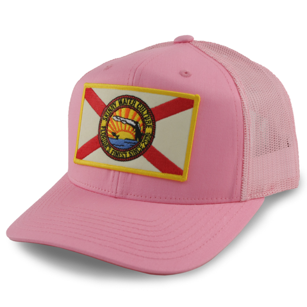 Skinny Water Culture Cracker 6 Panel Mesh Back Hat/Pink