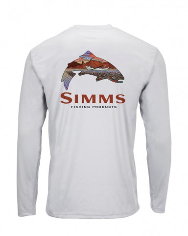 Simms Men's Solar Tech LS Tee/ Troutscape Sterling