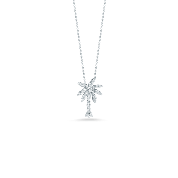 Roberto Coin Diamond  Small Palm Tree White Gold Necklace