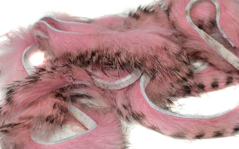 Hareline - Black Barred Rabbit Strips 1/8" Pink