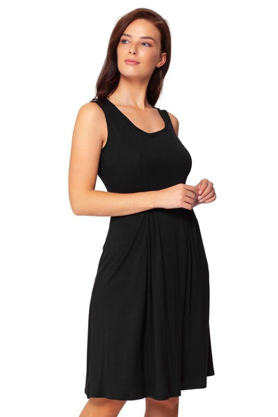 Isle Apparel Black Sophie Pleat Dress