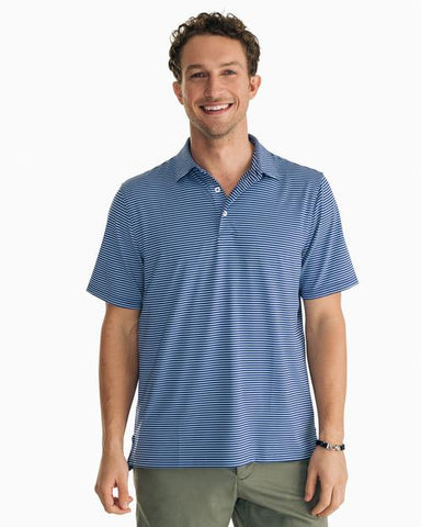 Southern Tide Men's Micro-Stripe Driver Performance Polo Shirt / Sky Blue