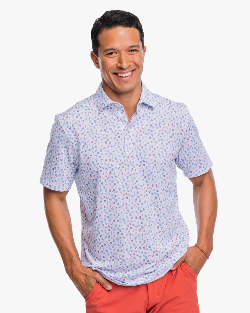 Southern Tide Men s Backyard BBQ Performance Polo Classic White Andy Thornal Company