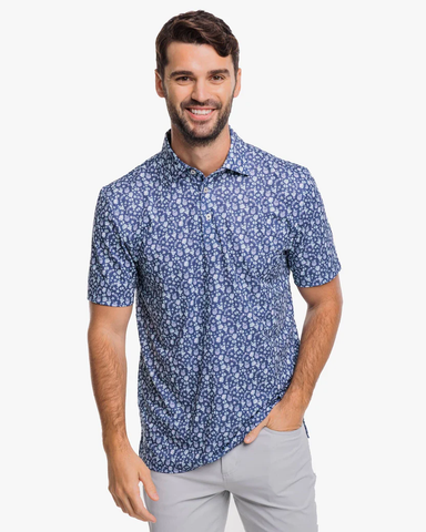 Southern Tide Men's Bad and Boozy Performance Polo / Aged Denim