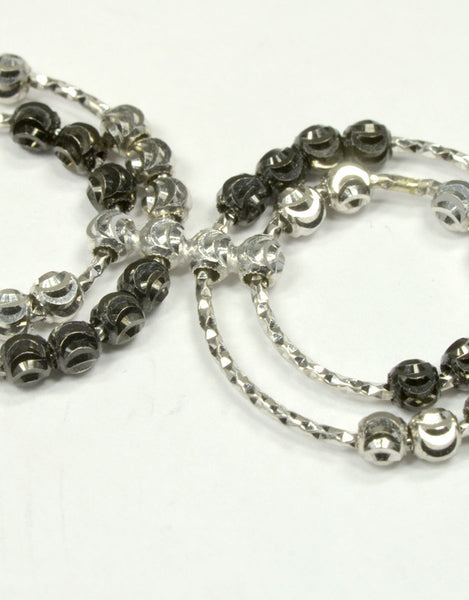 Officina Bernardi, Sterling Silver & Black 9-circle Saturn Bracelet