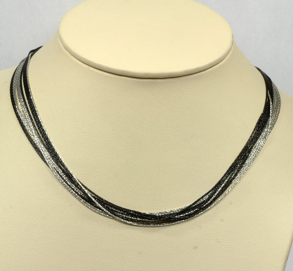 Officina Bernardi Sterling Silver & Black 12 Strand Necklace